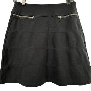 Athleta Black Zipper Pocket Tiered Mini Skirt Style Women Size Small Goth Flirty